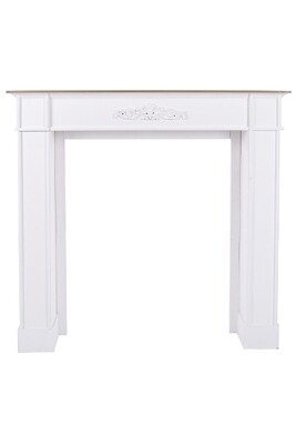 Cheminée-Konsole / Kaminumrandung Alfred – Weiss antik, Landhausstil, Tannenholz, Shabby Chic