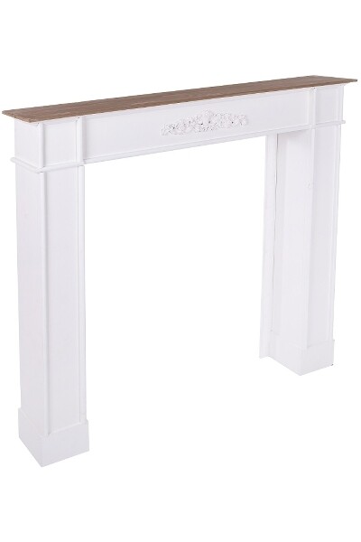 Cheminée-Konsole / Kaminumrandung Alfred – Weiss antik, Landhausstil, Tannenholz, Shabby Chic