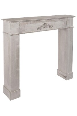 Kaminumrandung Malte – Handgefertigt, Shabby Chic, Tannenholz, 108x23x98 cm, braun-weiss