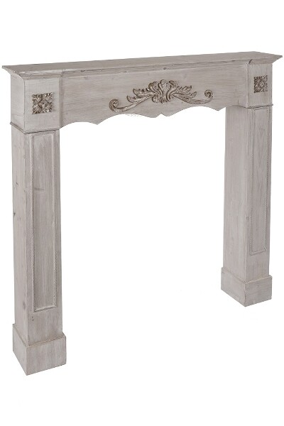 Cheminée-Konsole Kaminumrandung Anders FSC® aus Vollholz, antik graubraun, Landhausstil,