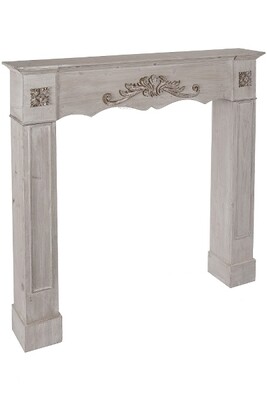 Cheminée-Konsole Kaminumrandung Anders FSC® aus Vollholz, antik graubraun, Landhausstil,