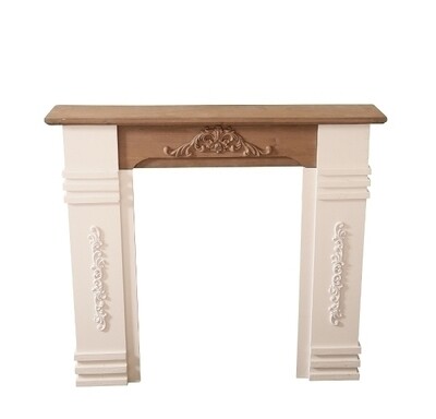 Cheminée-Konsole Kaminumrandung Rocco Shabby Chic antik weiss, handgefertigt
