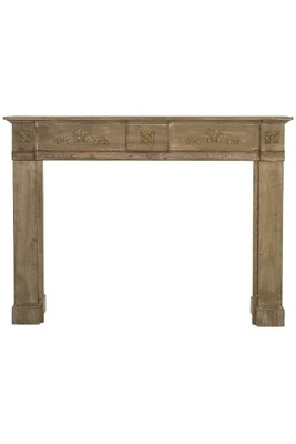 Cheminée-Konsole Kaminumrandung Per braun antik aus Vollholz, Landhausstil mit Ornamenten, 113x137x20 cm