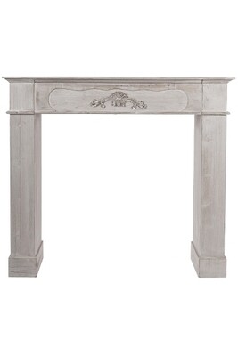 Kaminumrandung Malte – Handgefertigt, Shabby Chic, Tannenholz, 108x23x98 cm, braun-weiss