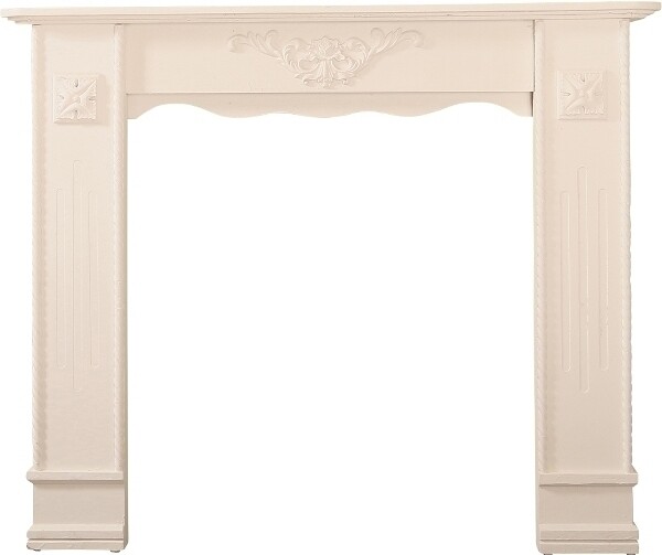 Cheminée-Konsole Kaminumrandung Raphael Shabby Chic antik weiss, handgefertigt