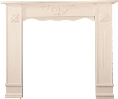 Cheminée-Konsole Kaminumrandung Raphael Shabby Chic antik weiss, handgefertigt