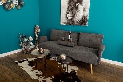 Couch Sofa Amina mit Tisch und Schlaffunktion - grau