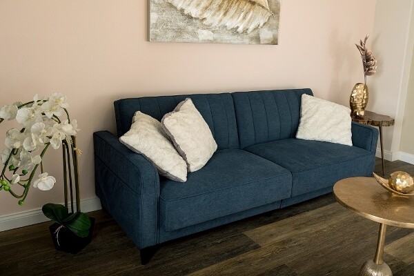 Sofa Couch Yasmin mit Schlaffunktion - dunkelblau
