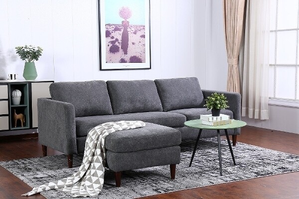 Couch Ecksofa Tamina mit langer Liegefläche - grau