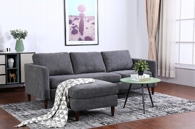Couch Ecksofa Tamina mit langer Liegefläche - grau