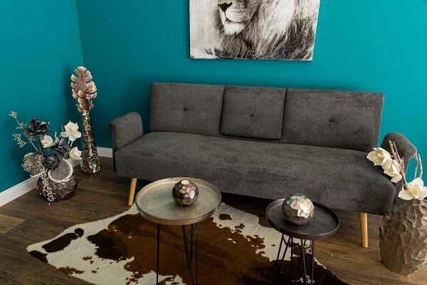 Couch Sofa Amina mit Tisch und Schlaffunktion - grau
