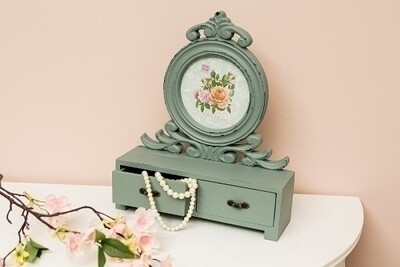 Bilderrahmen mit Aufsatzkkommode &quot;Senja&quot; mit 2 Schubladen Shabby Chic Look