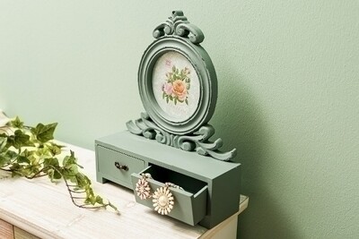 Bilderrahmen mit Aufsatzkkommode "Senja" mit 2 Schubladen Shabby Chic Look