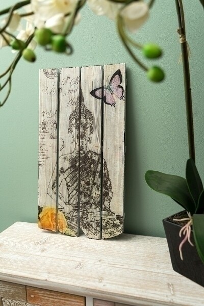 Holzwandbild Buddha Motiv &quot;Buddha Meditation&quot;
