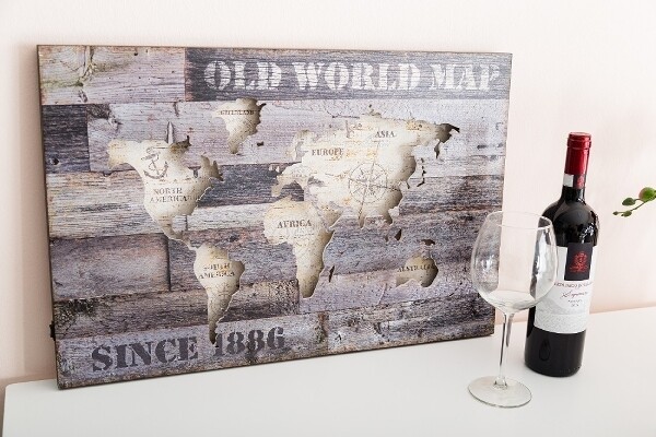 LED-Wandbild &quot;Old World Map&quot; 60x40x2,5cm