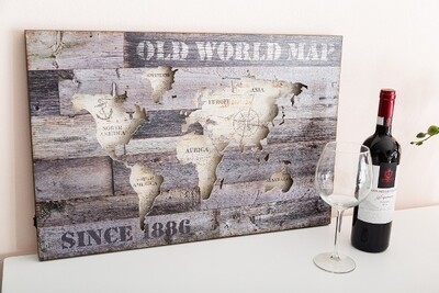 LED-Wandbild &quot;Old World Map&quot; 60x40x2,5cm