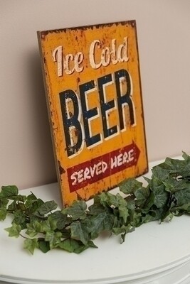 Holzschild &quot;Ice cold beer&quot;
