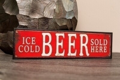 Metallschild &quot;Ice cold beer sold here&quot;