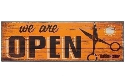 Holzschild "We are open II"