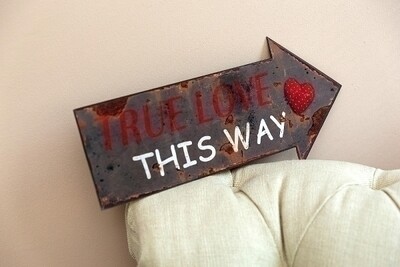Metallschild &quot;True love this way&quot;