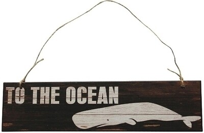 Holzschild mit Wal &quot;To the Ocean&quot;