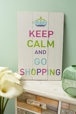 Holzschild &quot;Go Shopping&quot;