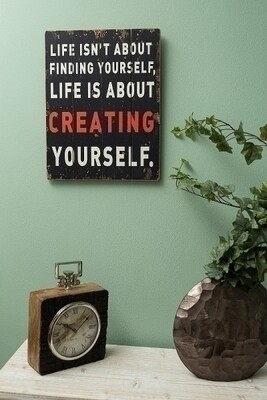 Holzschild &quot;Creating Yourself&quot;