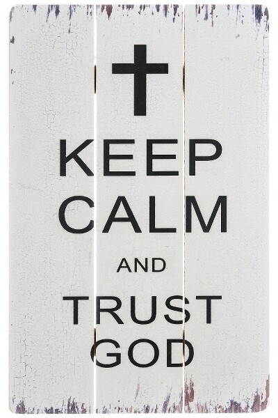 Holzschild &quot;keep calm and trust God&quot; aus MDF &amp; Holz, 2x30x45 cm, inspirierend &amp; hochwertig