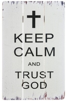 Holzschild &quot;keep calm and trust God&quot; aus MDF &amp; Holz, 2x30x45 cm, inspirierend &amp; hochwertig