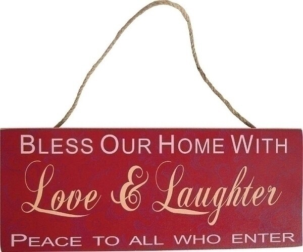 Holzschild &quot;Bless our home&quot;