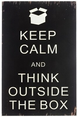 Holzschild &quot;Think outside the box&quot; aus MDF &amp; Holz, 1x30x45 cm