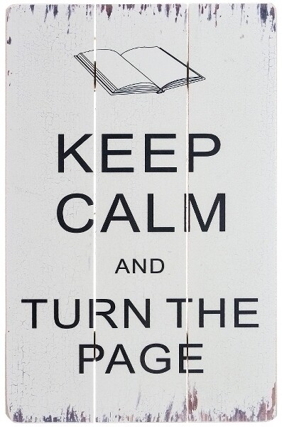 Holzschild &quot;keep calm and turn the paige&quot; aus MDF &amp; Holz, 2x30x45 cm, stylish &amp; inspirierend