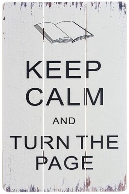 Holzschild &quot;keep calm and turn the paige&quot; aus MDF &amp; Holz, 2x30x45 cm, stylish &amp; inspirierend