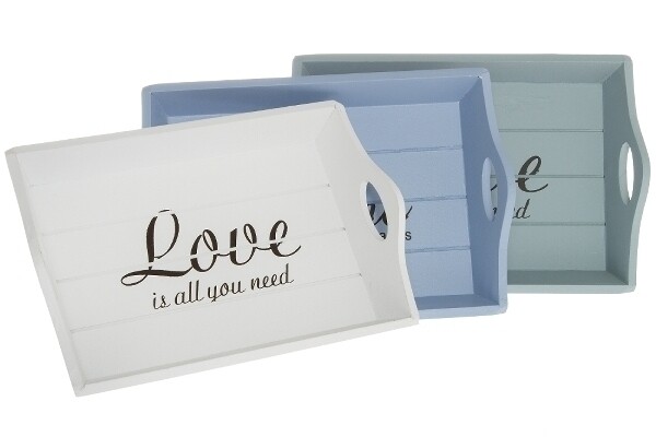 Dreier Holztablettset "Love is"