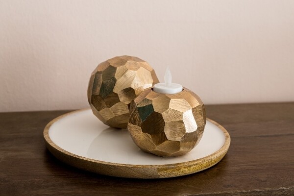 Holzteller, weiss, D: 26 cm