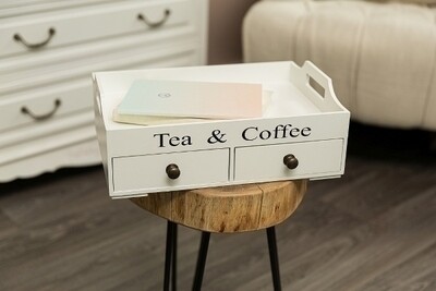 Tablett &quot;Tjarda&quot;, Tea &amp; Coffee, mit 2 Schubladen