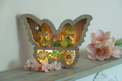 Frühlings Holz Dekoration Osterhasen im Schmetterling