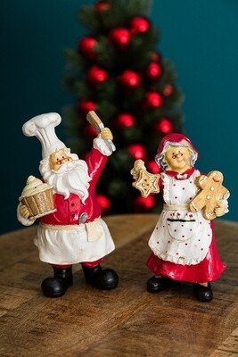 2er Set, Santa + Bäckerin aus Steinharz