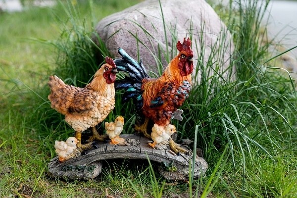 Dekofigur Hahn, Henne, Küken Familie