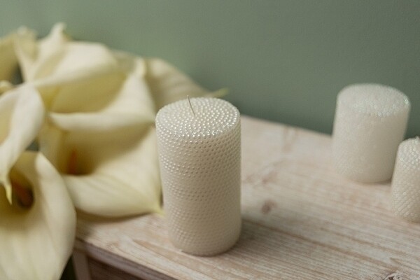 Kerze - Perlen Design - Gross