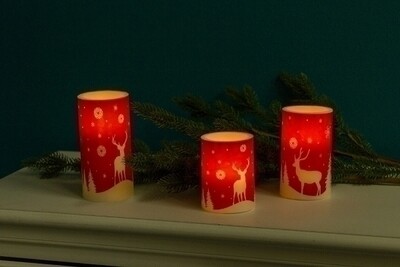 LED Kerze rot/weiss Winterland, 3tlg.
