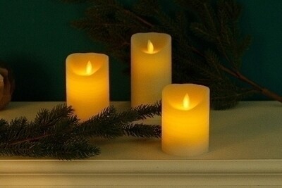 3er Set LED Kerzen "Nature" mit Fernbedienung (8/16h Timer)