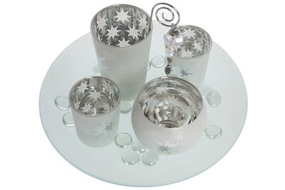 Weihnachtliches Teelichthalterset "Solmas" weiss/silber