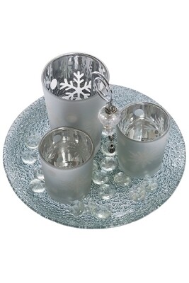 Weihnachtliches Teelichthalterset Deko-Glas-Set &quot;Somni&quot; weiss/silber
