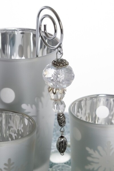 Weihnachtliches Teelichthalterset Deko-Glas-Set "Somni" weiss/silber