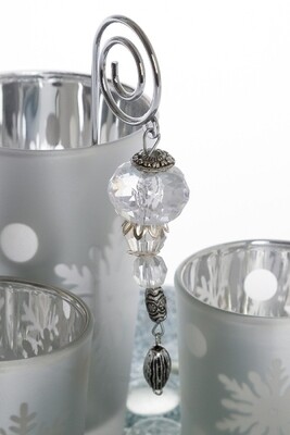Weihnachtliches Teelichthalterset Deko-Glas-Set "Somni" weiss/silber