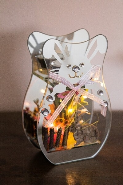 LED Glas Teelichthalter in Osterhasen Form