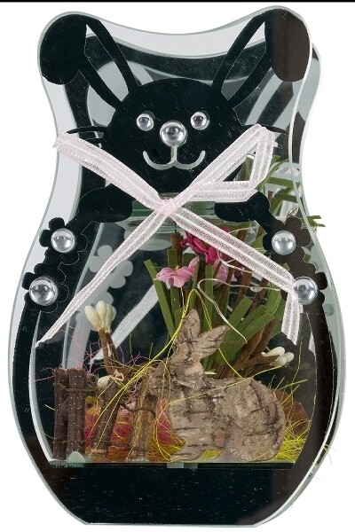 LED Glas Teelichthalter in Osterhasen Form