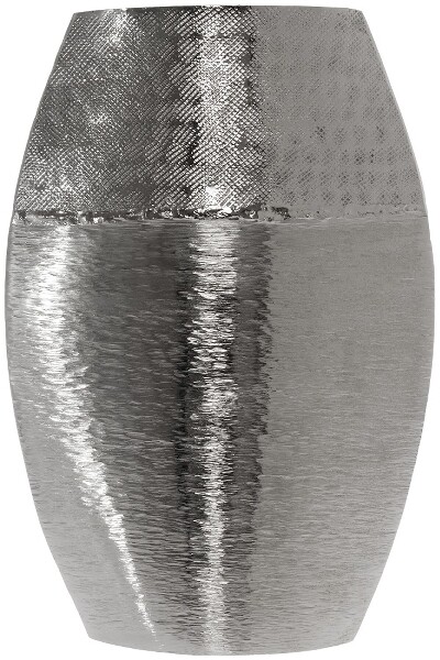Vase Valerio silberfarbig, gehämmert &amp; geschliffen Aluminium, 30x20x7 cm elegant