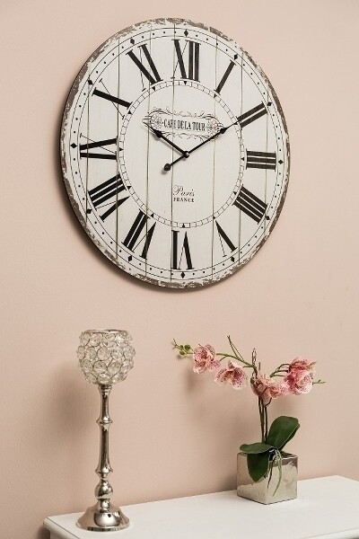 Wanduhr "Cafe de la tour", aus Holz Wanduhr "Cafe de la tour", aus Holz